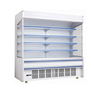 Supermarkt-Gewerbekühlschrank mit eingebautem Kompressor, mehreren Regalen und offenem Typ