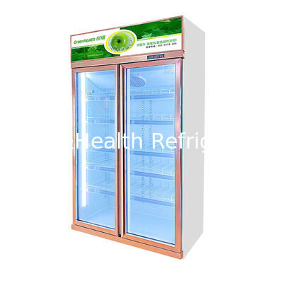 Gewerblicher Getränke-Display-Eisegerät mit zwei abdämpfenden Glastüren und oben angebrachten Kühlsystem 1154L Kapazität