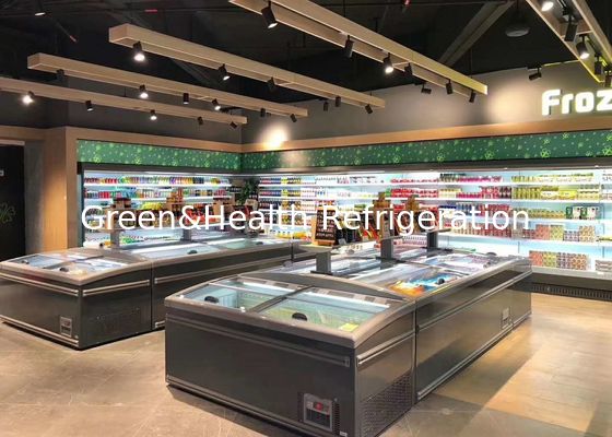 Tiefkühlkost-Schiebetür-Handelsanzeigen-Gefrierschrank-kombinierter Insel-Gefrierschrank