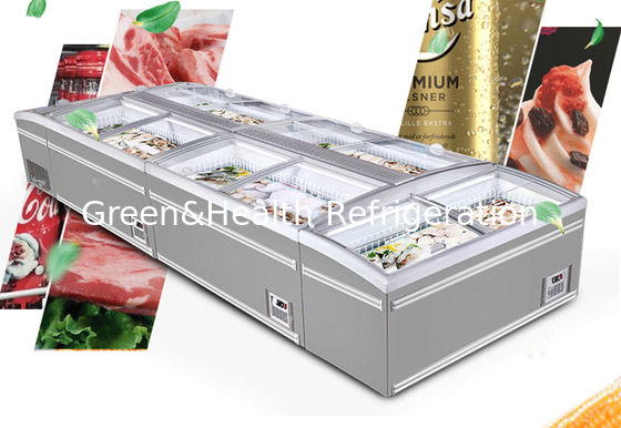 Kombinierter Insel-Kabinett-Supermarkt-Kasten-Gefrierschrank mit Glastür