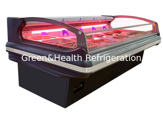 Kundenspezifische Vielzweckfan-Fleisch-Gefrierschrank-Schaukasten-Nahrungsmitteloffener Kühler errichtet im System